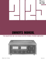 McIntosh MC-2125 - Owners manual